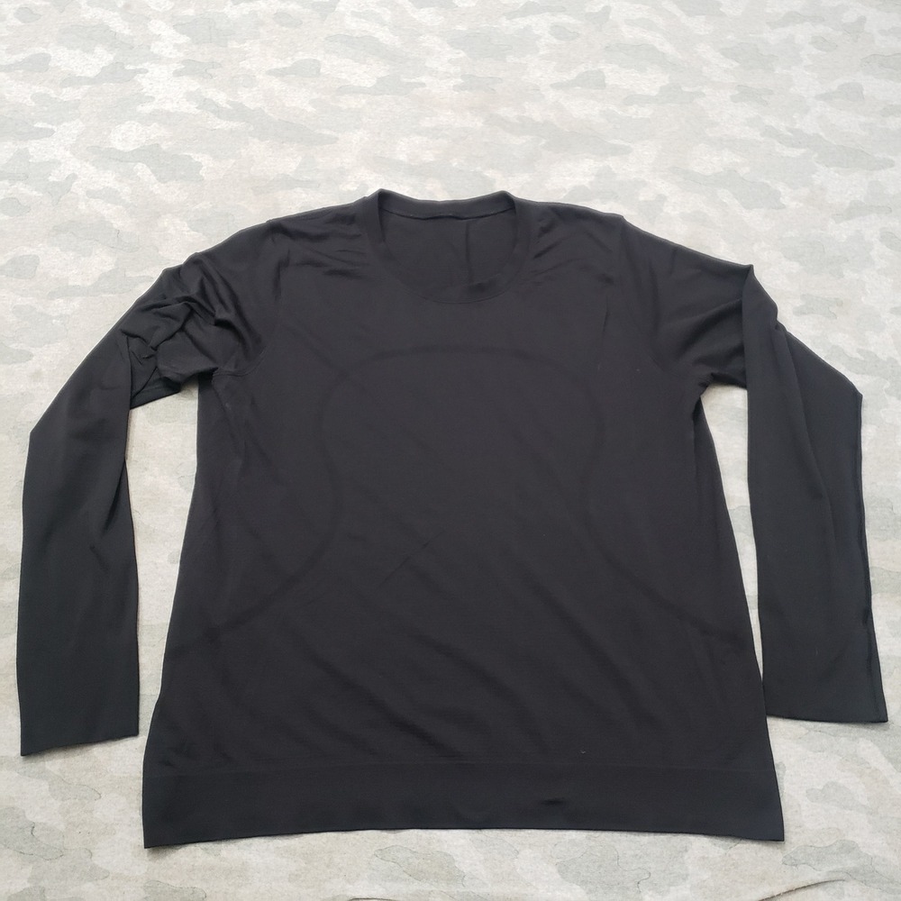 Lululemon Top Women 12 Black Pullover Long Sleeve Stretch Gym Fitness